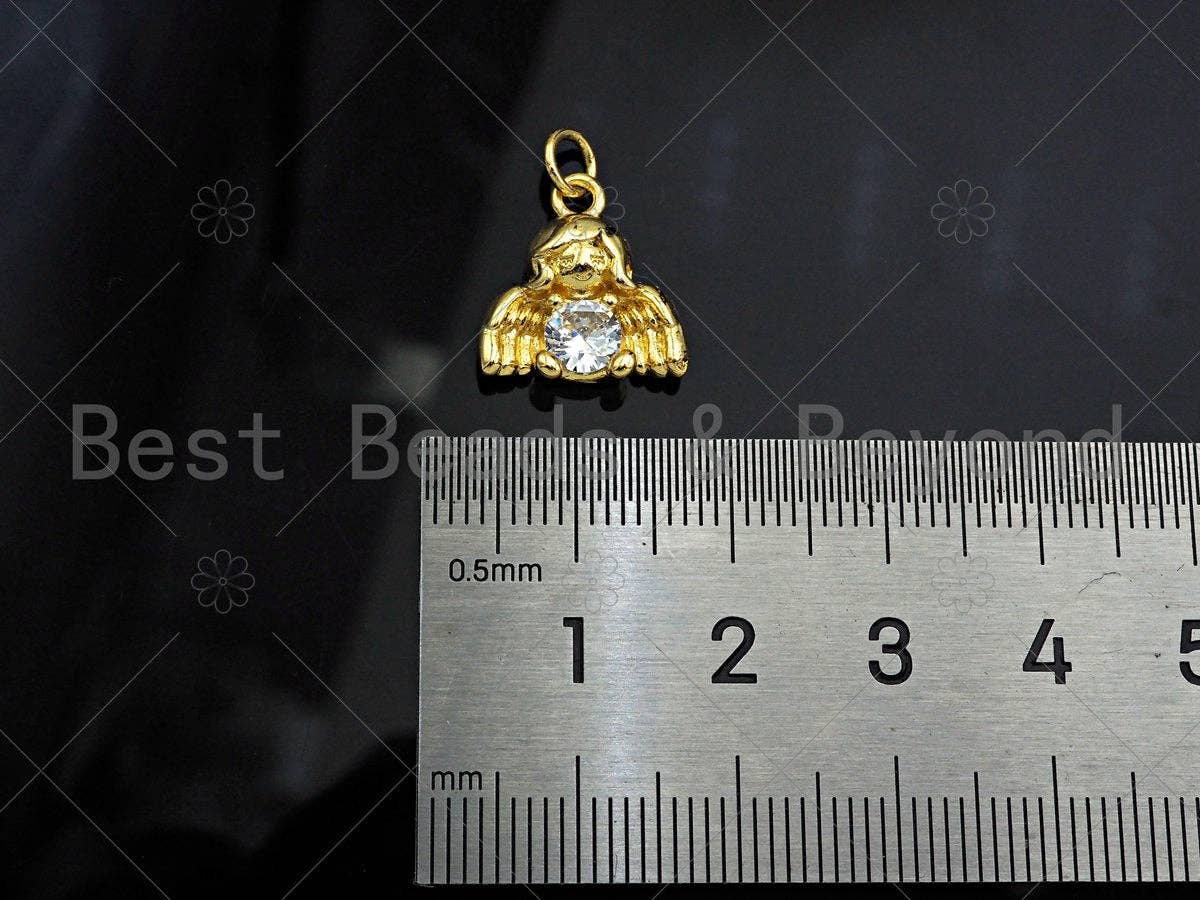 Gold Filled CZ Micro Pave Cute Angel Shape Pendant,18K Gold Filled Angel Charm, Necklace Bracelet Charm Pendant,15x14mm,Sku#LK343