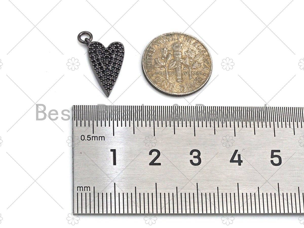 CZ Micro Pave Heart Shape Pendant,Cubic Zirconia Heart Charm, Gold/silver/black/rose gold Dangle Heart Charm, 9x16mm,sku#ML24
