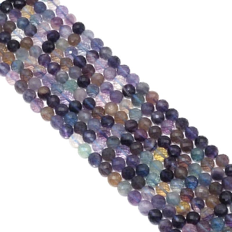Genuine Colorful Fluorite Round Faceted Beads, 8mm, Sku#U1515