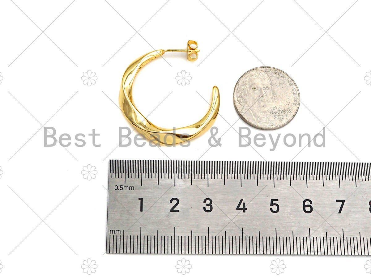 Gold Twisted Hoop Earrings, Sku#J318C