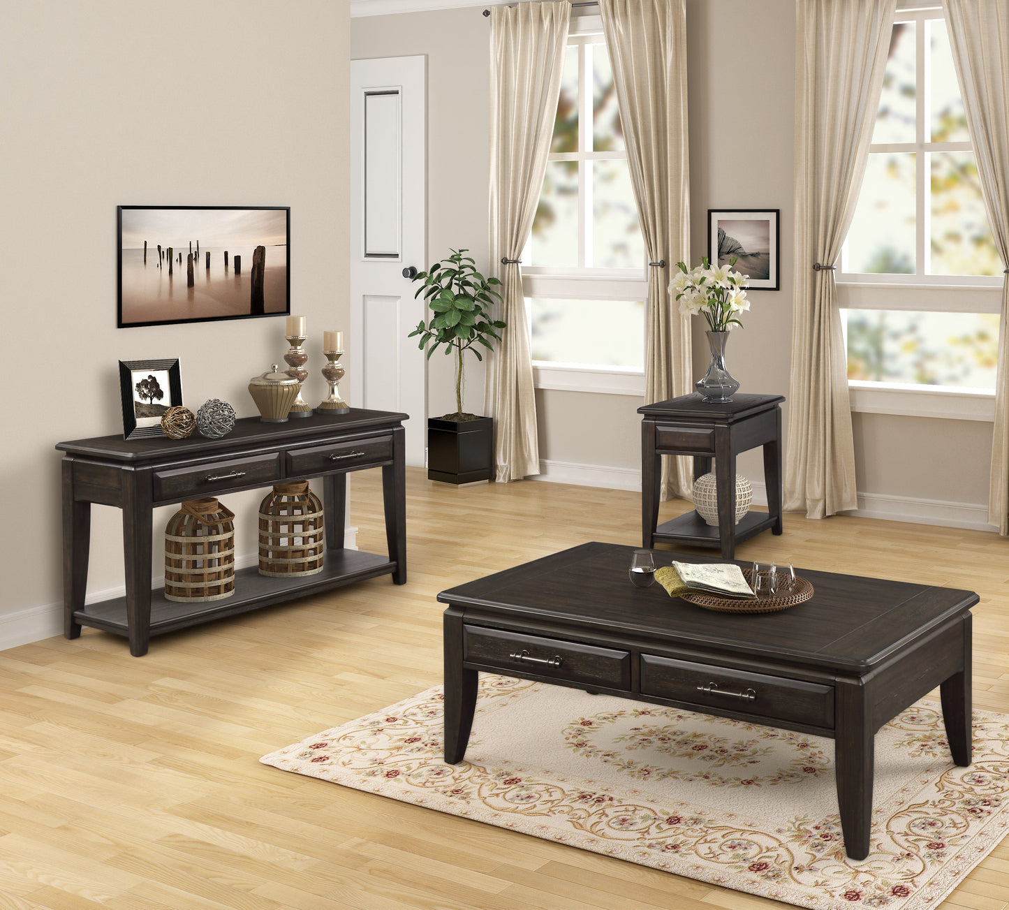 Mahogany Traditional Cocktail Table With Storage