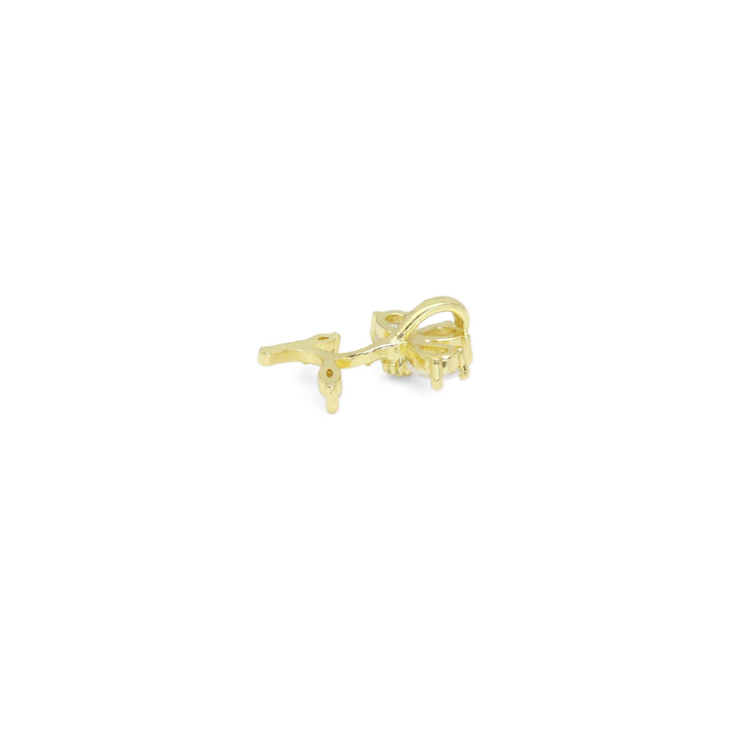 Teardrop CZ Gold Flower Charm, Sku#LK916