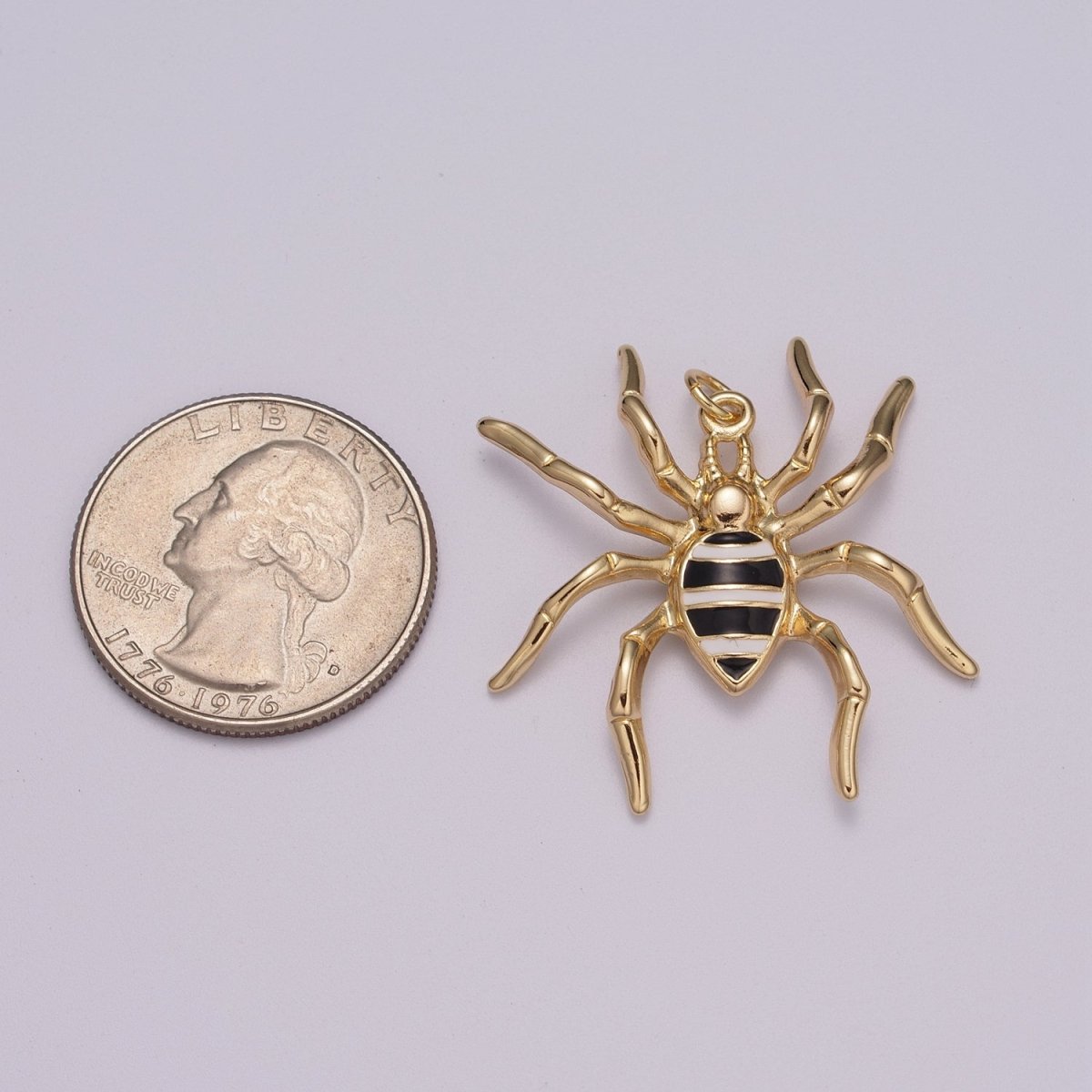 Big Black Spider Charm Pendant | Enamel Spider Charm | Halloween Enamel Pendants | Halloween Inspired Spider Charms | Black Spider Charm, M-789