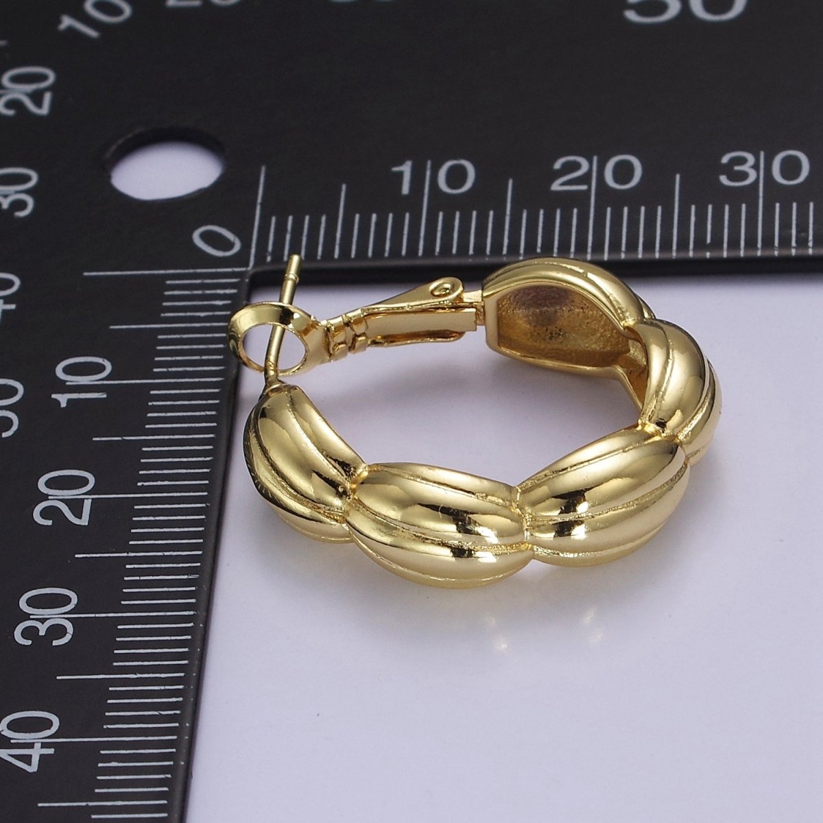 Big Chunky Gold Shell Hoop Earring V-109