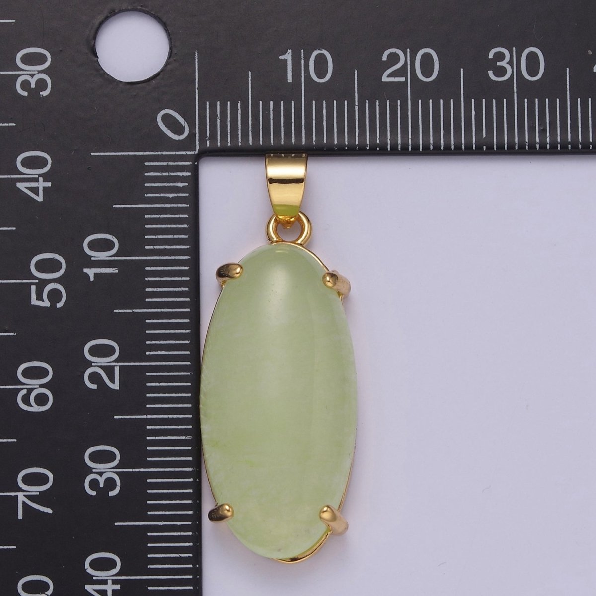 Big Light Green Oval Lucky jade pendant Drop Charm for Necklace W-646