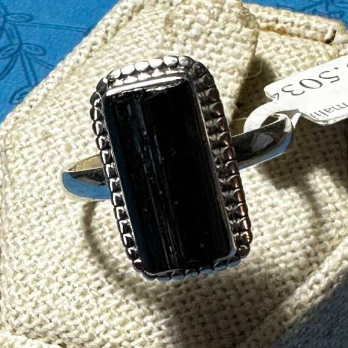 Black Tourmaline Ring Size 10 (05.5034)