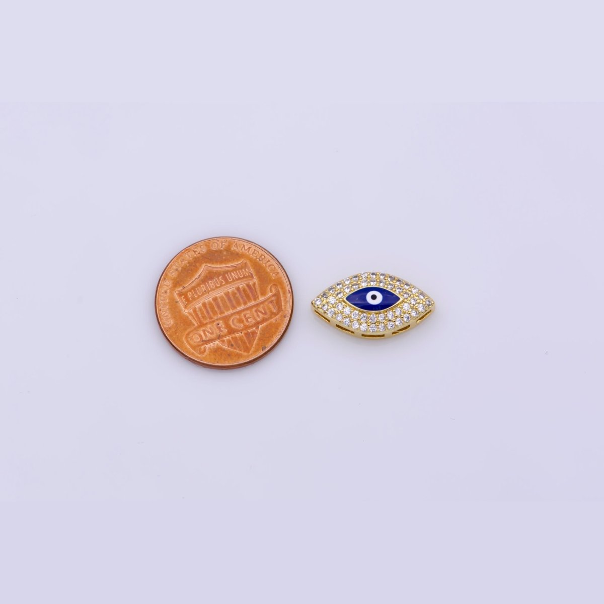 Blue Evil Eye Bead CZ Gold Beads Evil eye Beads Spacer Micro Pave Beads Charm for Bracelet Necklace Supply 18x10mm B-628