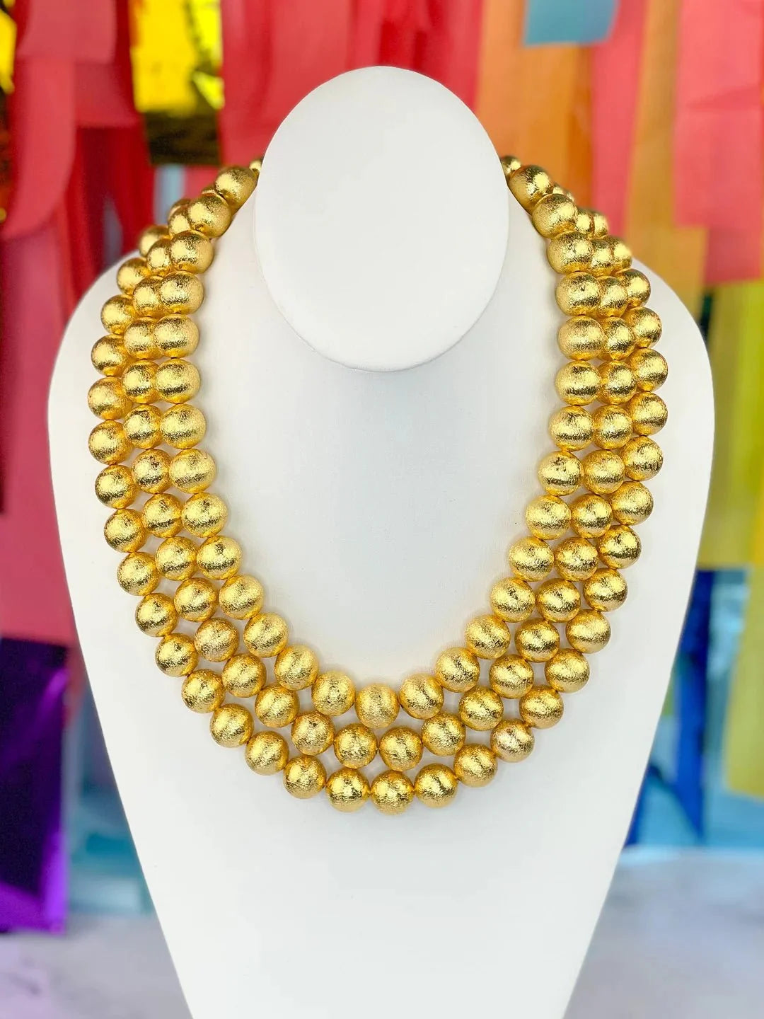 BRIANNA CANNON -
3 Strand Gold Beaded Brianna Necklace