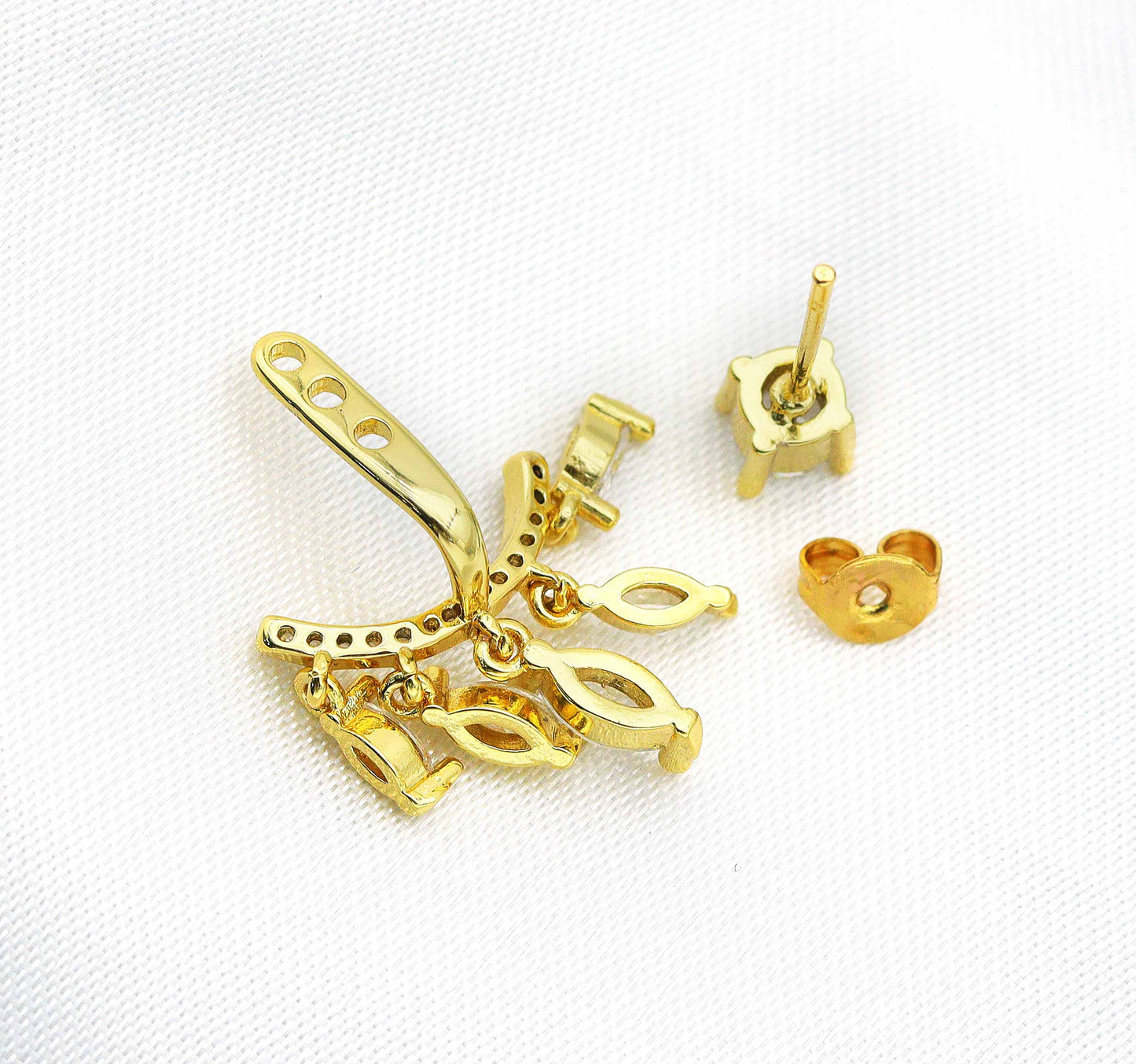 CZ Tassel Stud Earrings, Sku#J358