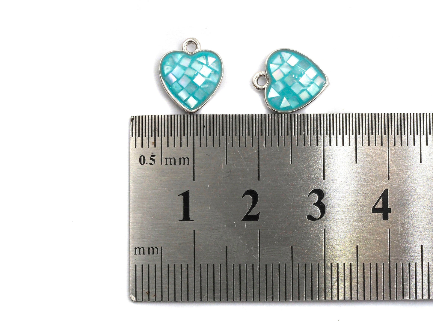 Natural Blue Shell Heart Shape Charm, 12x10mm, Sku#Z314