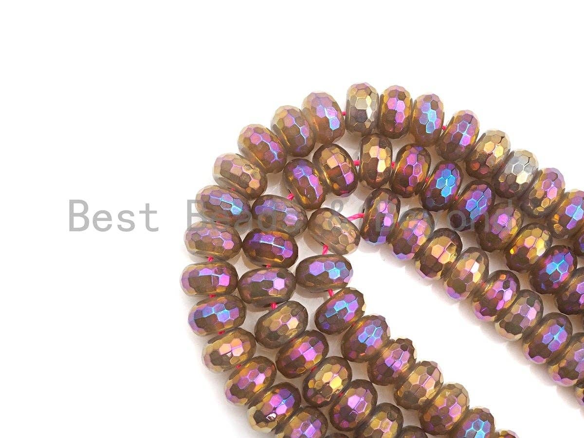Mystic Plated Rainbow Agate Rondelle Shape Beads, sku# UA39