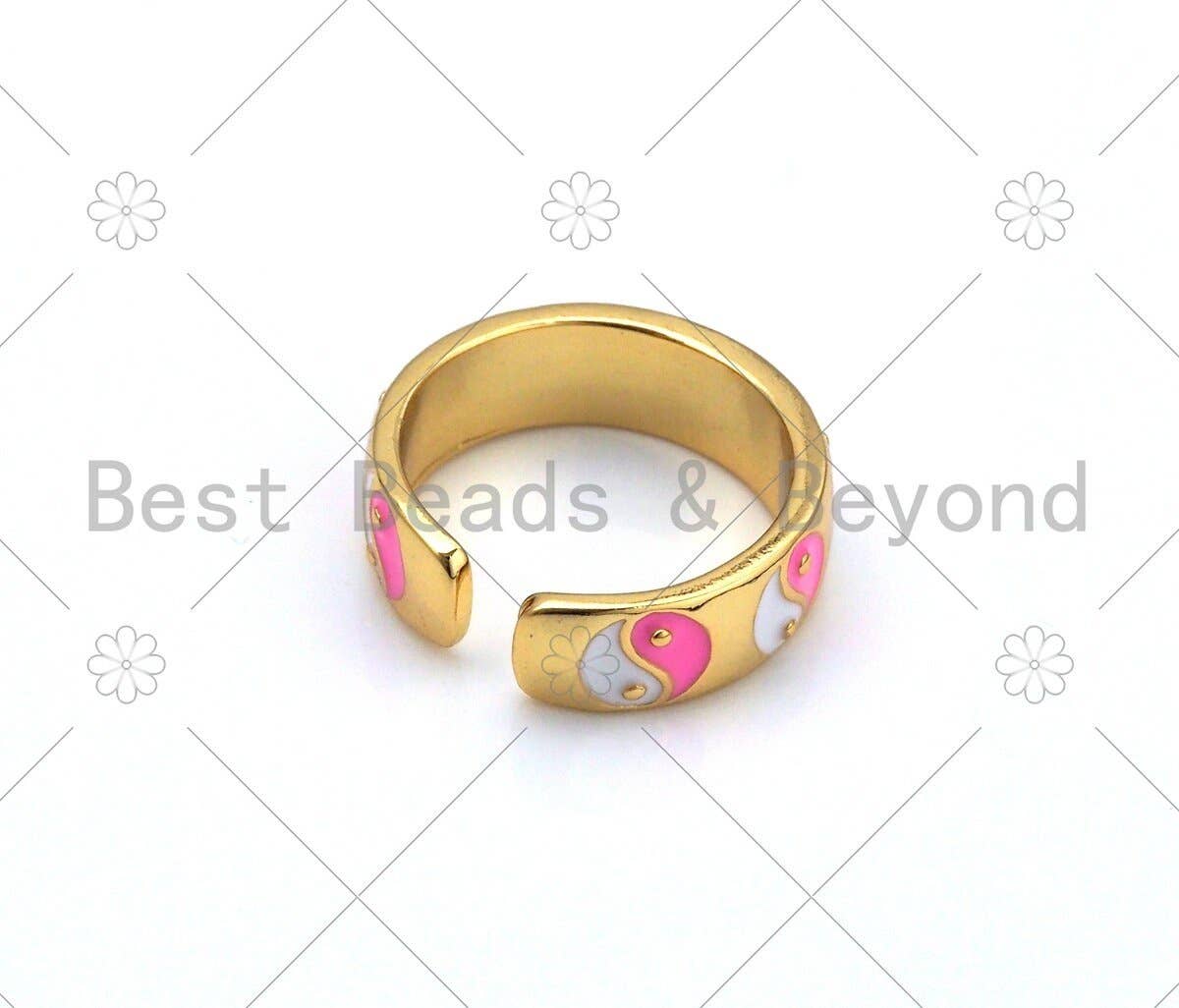 Colorful Enamel Yinyang On Round Adjustable Ring, Sku#FH177
