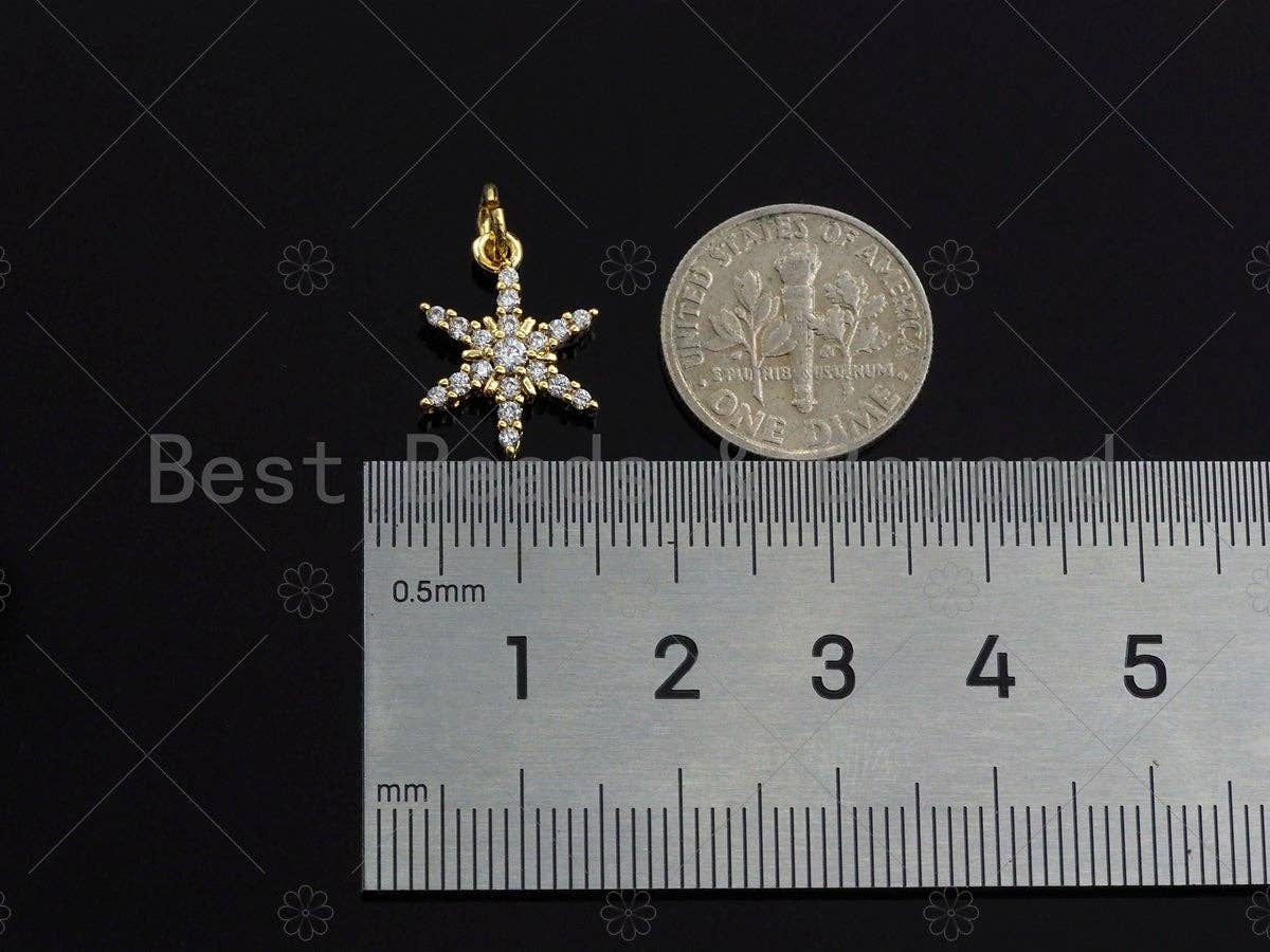 CZ Micro Pave Snowflake Charm/Pendant, Snowflake Shape Charm, Pave Pendant, Gold plated charm,12x16mm, Sku#LK111