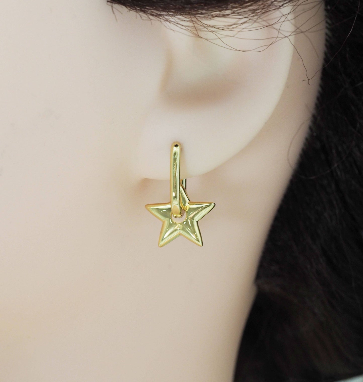 Gold Heart Star Donut Rhombus Hoop Earrings SKULX161