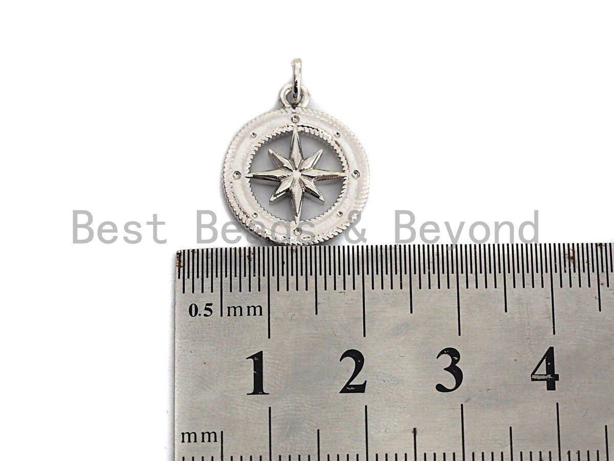 Hollow out North Star Compass Coin Pendant, Sku#Z432
