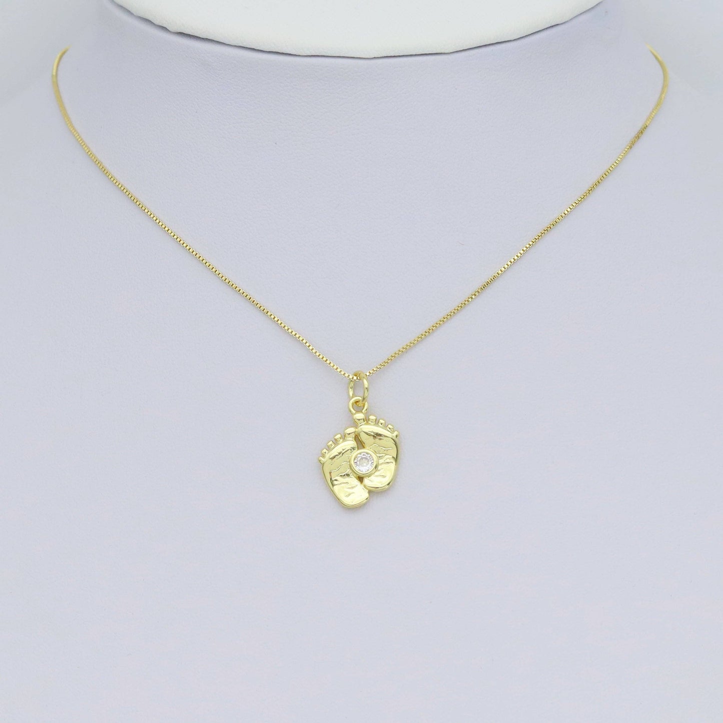 Little Baby Feet with turquoise Clear CZ Charm Pendant, Sku#LX577