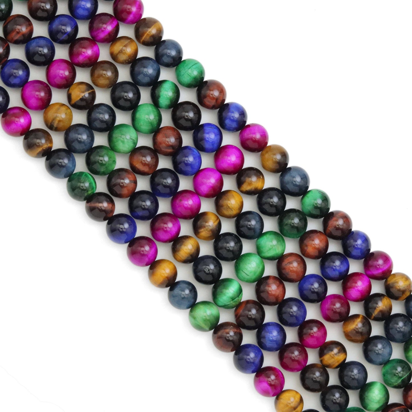 Colorful Tiger Eye Round Smooth Beads, Sku#UA318