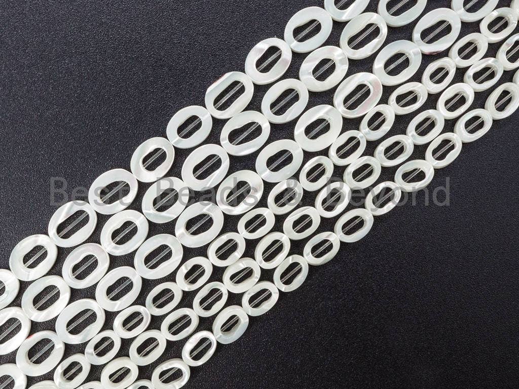 High Quality White Mother of Pearl, Mop Shell, White Shell, Oval Donut Smooth Beads, 4x6mm/6x8mm/13x18mm/18x25mm, 15inch strand,SKU#T16