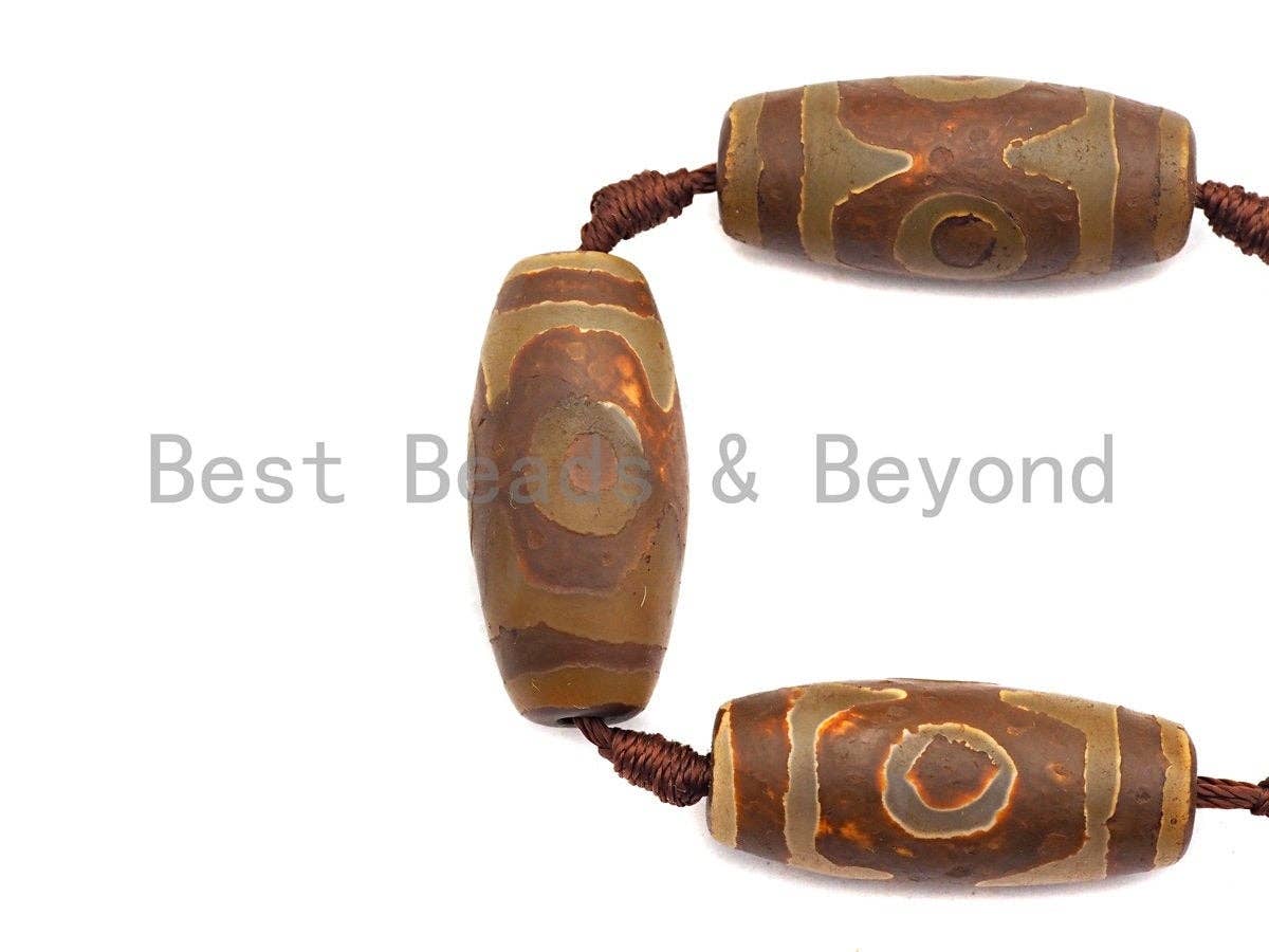 1pc/10pc Natural Tibetan Agate Barrel Beads, Brown Eye Agate beads, Barrel Agate Beads, 15x30mm,sku#U498