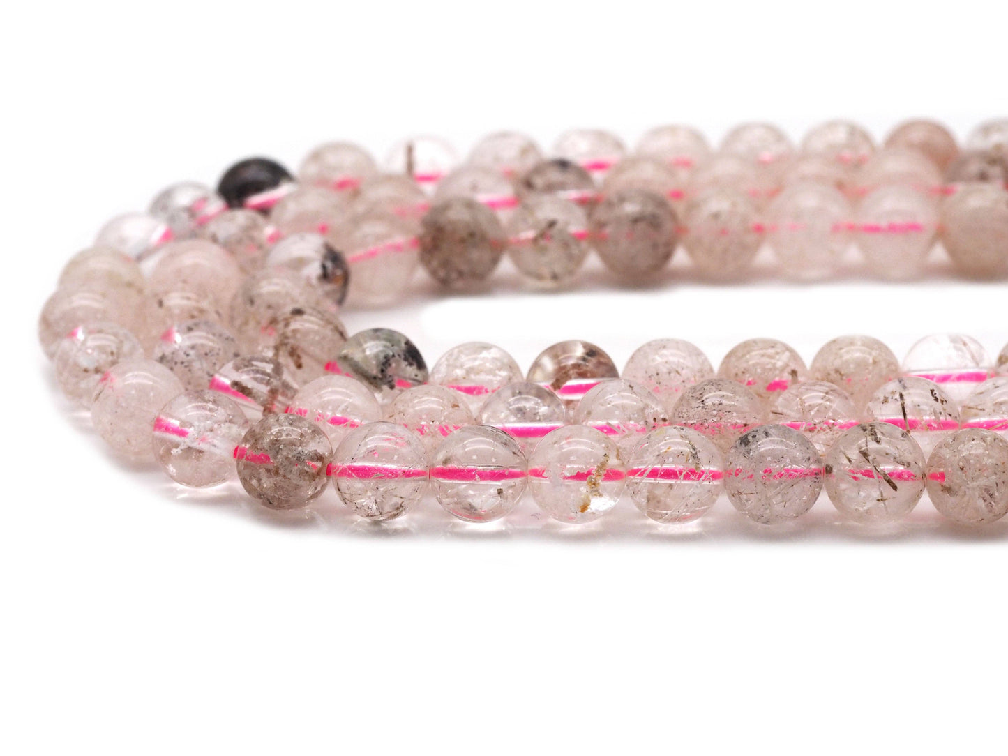 Genuine Pink Snowflake Phatom Round Smooth Beads, Sku#U1363