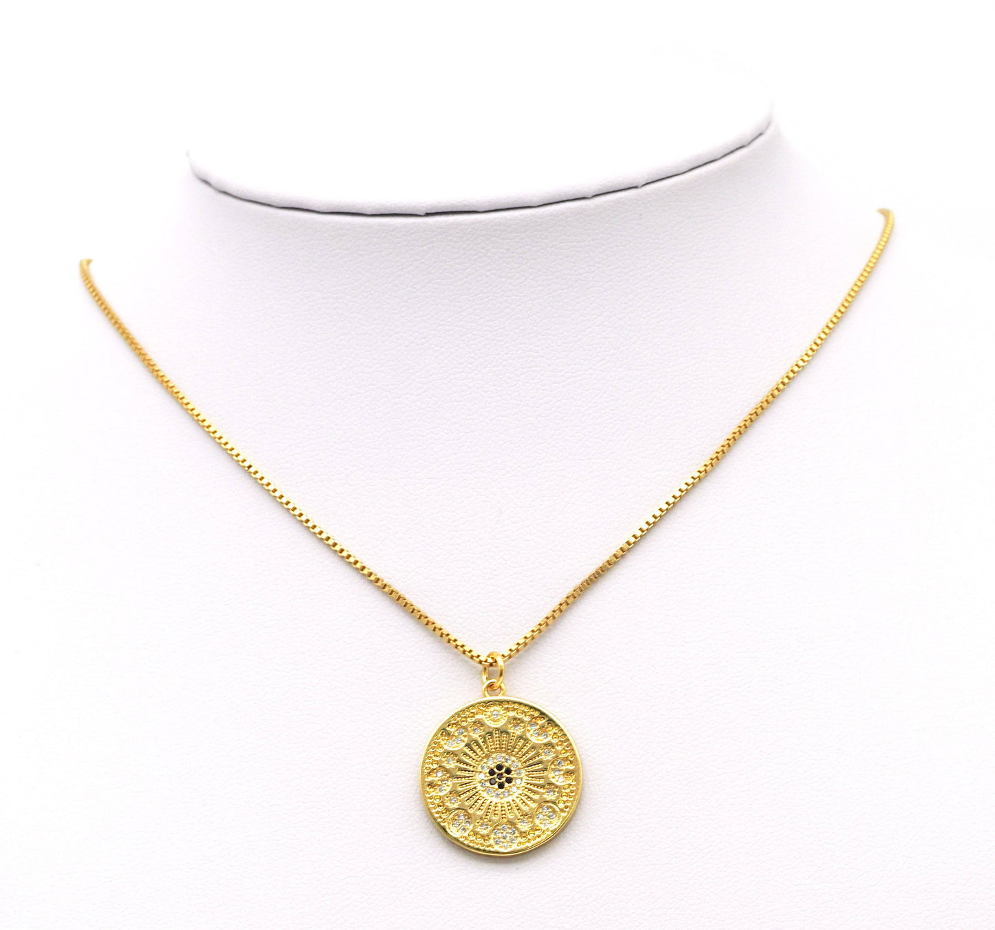 CZ Flower Round Medallion Pendant, Sku#LK600