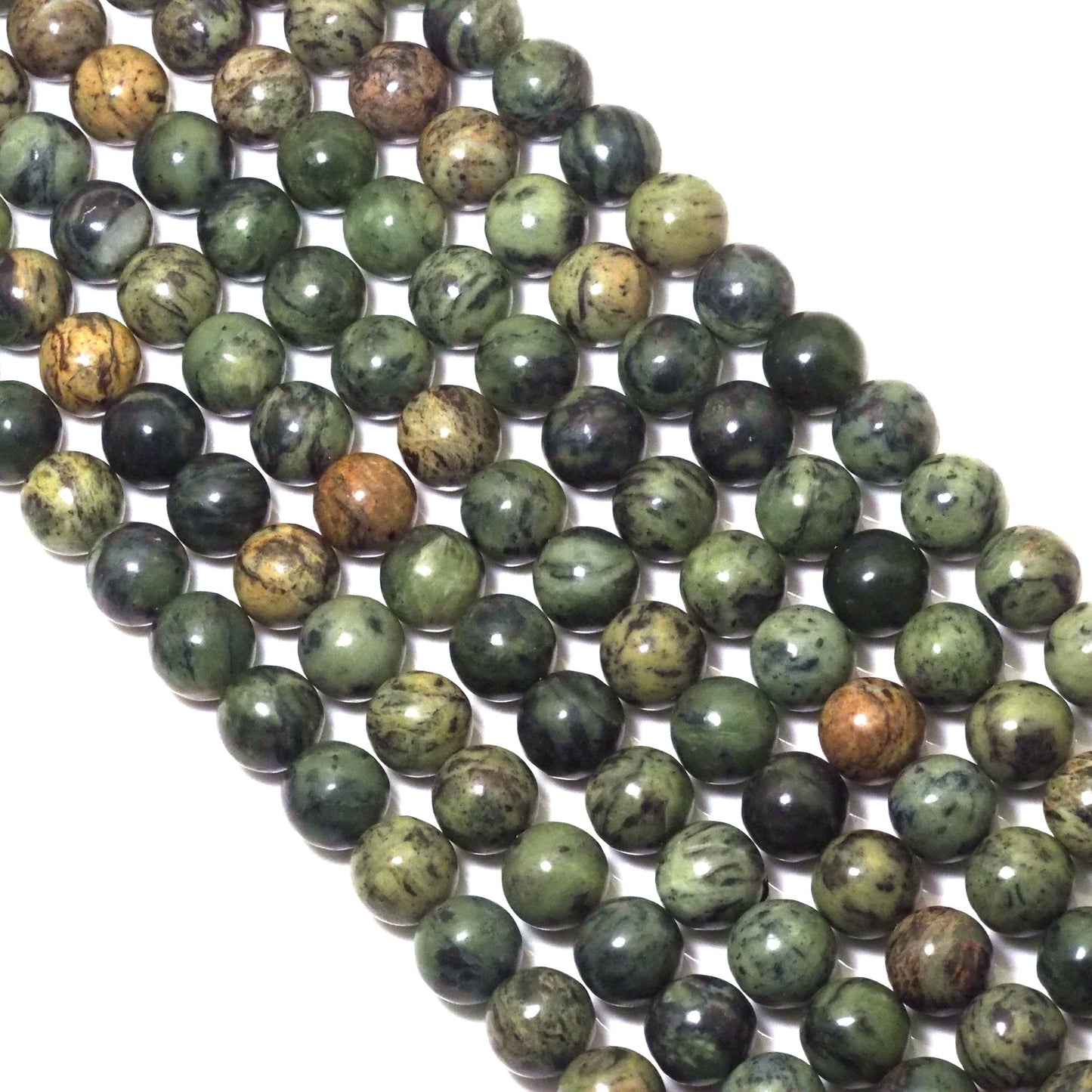 Genuine Green Tree Branch Agate Round Smooth Beads, 6mm/8mm/10mm, Sku#U1585
