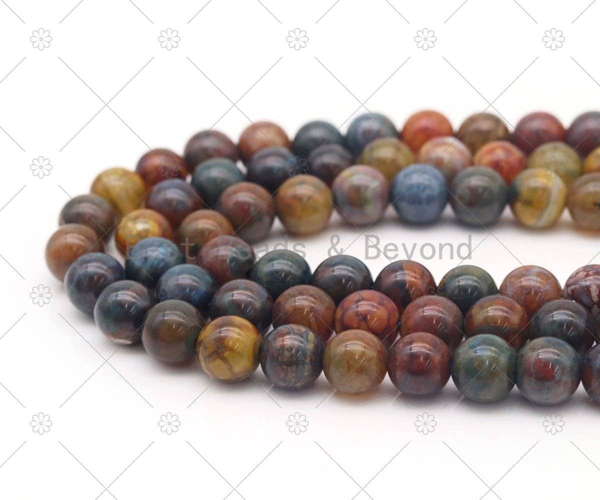 Blue Orange Tibetan Agate10mm Round Smooth Beads, Sku#U1185C