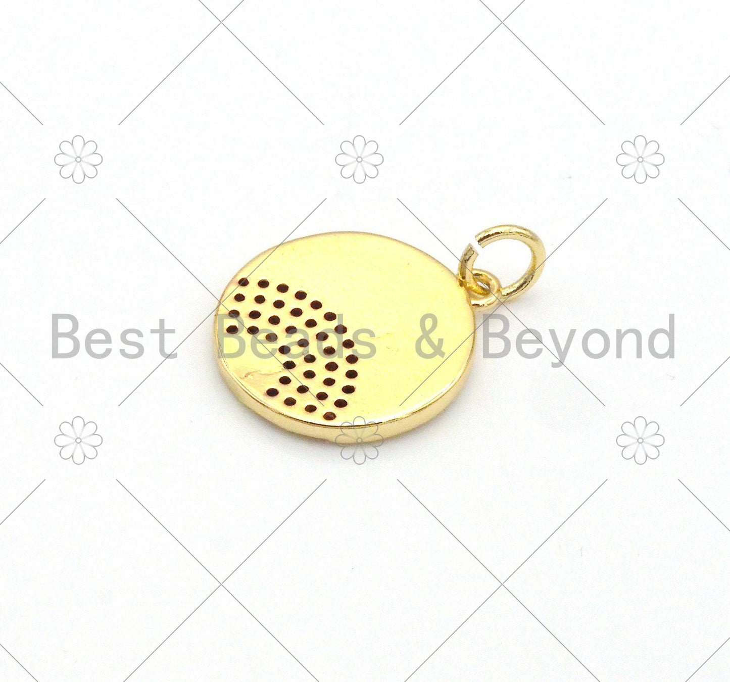 Colorful CZ Micro Pave Rainbow On Round Coin Shape Pendant,18K Gold Filled Medallion Charm, Necklace Bracelet Pendant,14x17mm,Sku#LK375