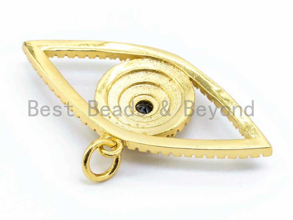 CZ Micro Pave Evil Eye Pendant/Charm, Cubic Zirconia Pendant, Protection Eye Pendant, 39x24mm, sku#BY033/F129