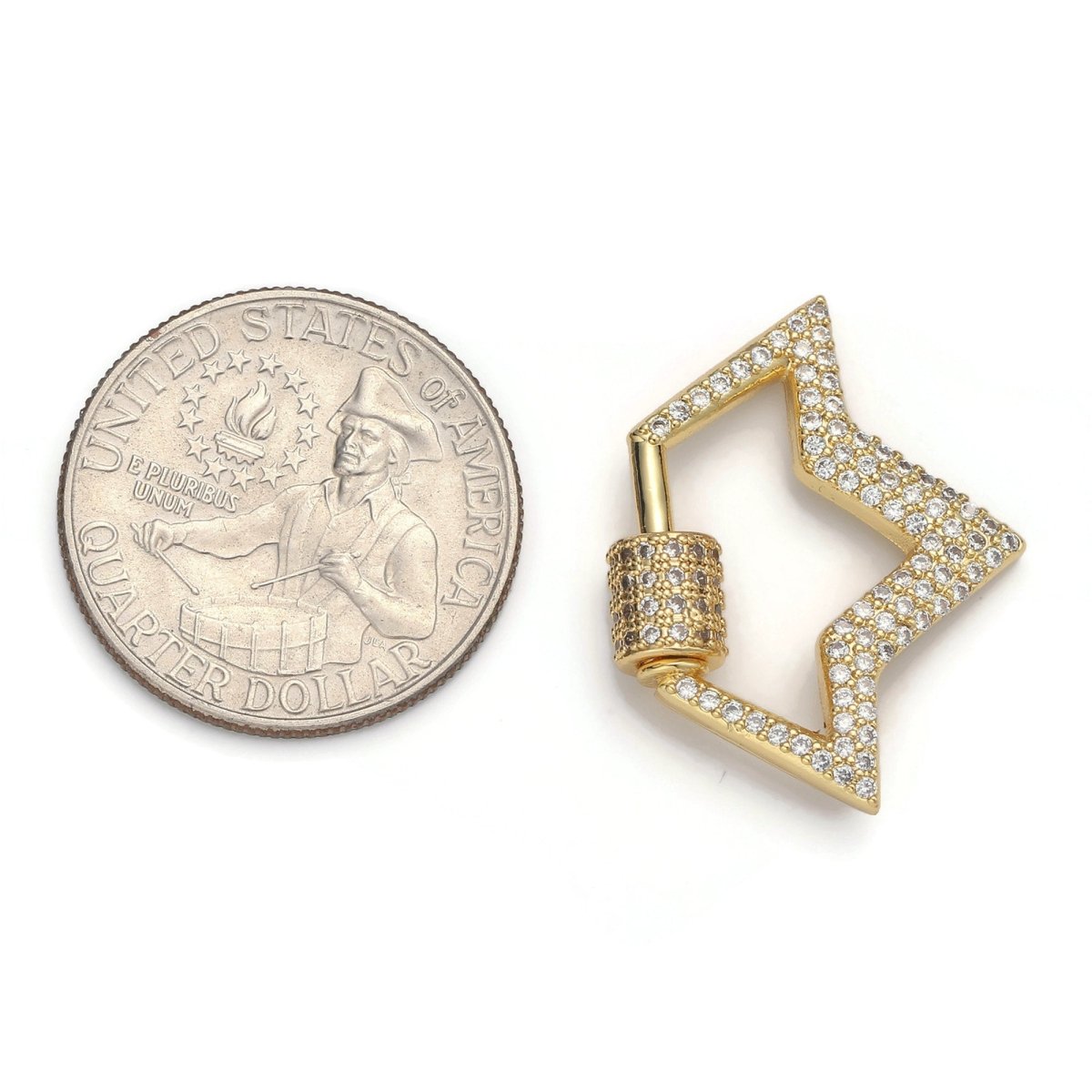 Carabiner Screw Clasp, Screw Clasp Crown , Interlocking Crown Clasp, Pave Crown Shaped Clasps, Gold Color, K-490