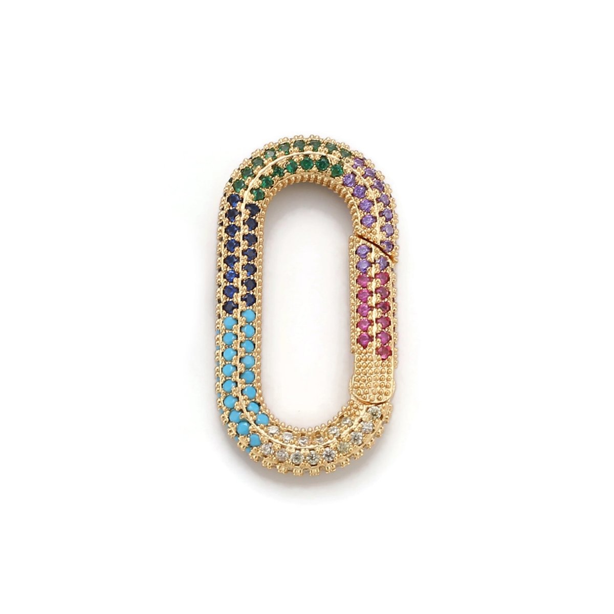 Carabiner Screw Clasp, Screw Clasp Oval Lock, Interlocking Oval Clasp, Pave Oval Shaped Lock Clasps, Multiple color options, K-376 K-378