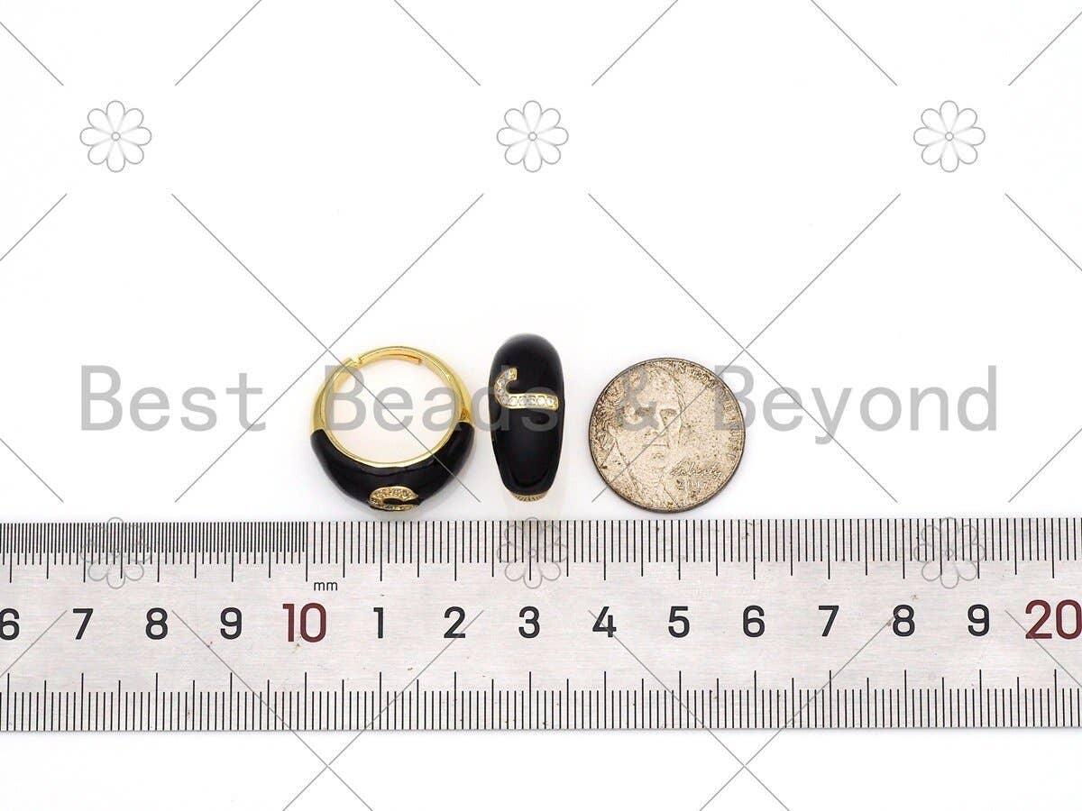 CZ Black Enamel Alphabet Adjustable Ring, Sku#O72