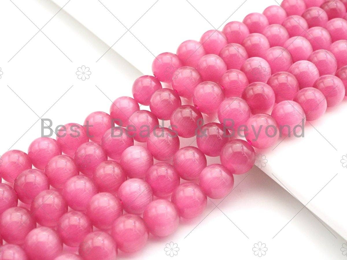 Cat's Eye Dark Pink Round Beads, 6mm/8mm/10mm/12mm Smooth beads, UA164