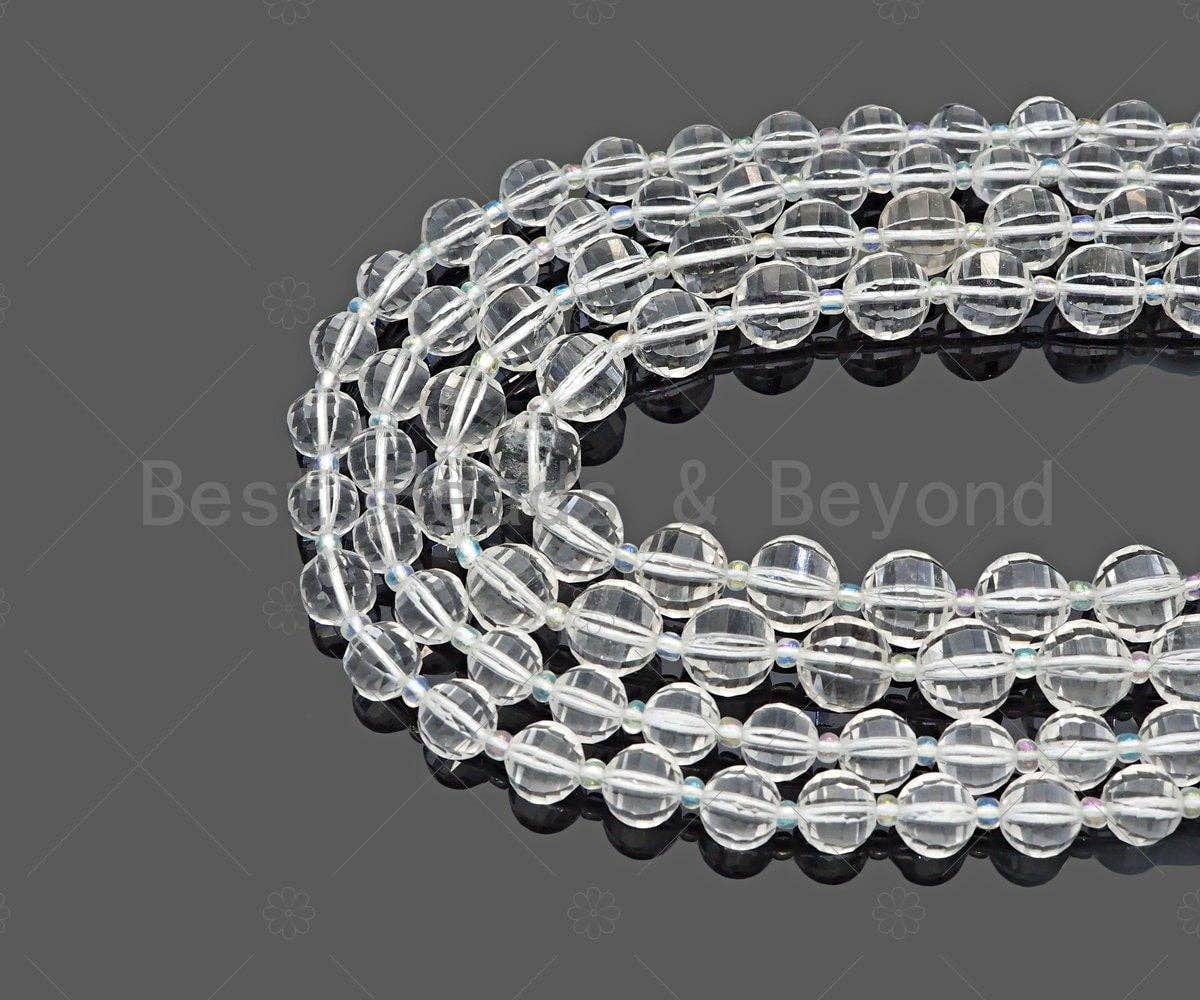 New Cut!!! Natural High Quality Round Latern Cut Clear Quartz Beads, 8mm/10mm Genuine Crystal Beads, 15.5'' Full Strand, Sku#U1122