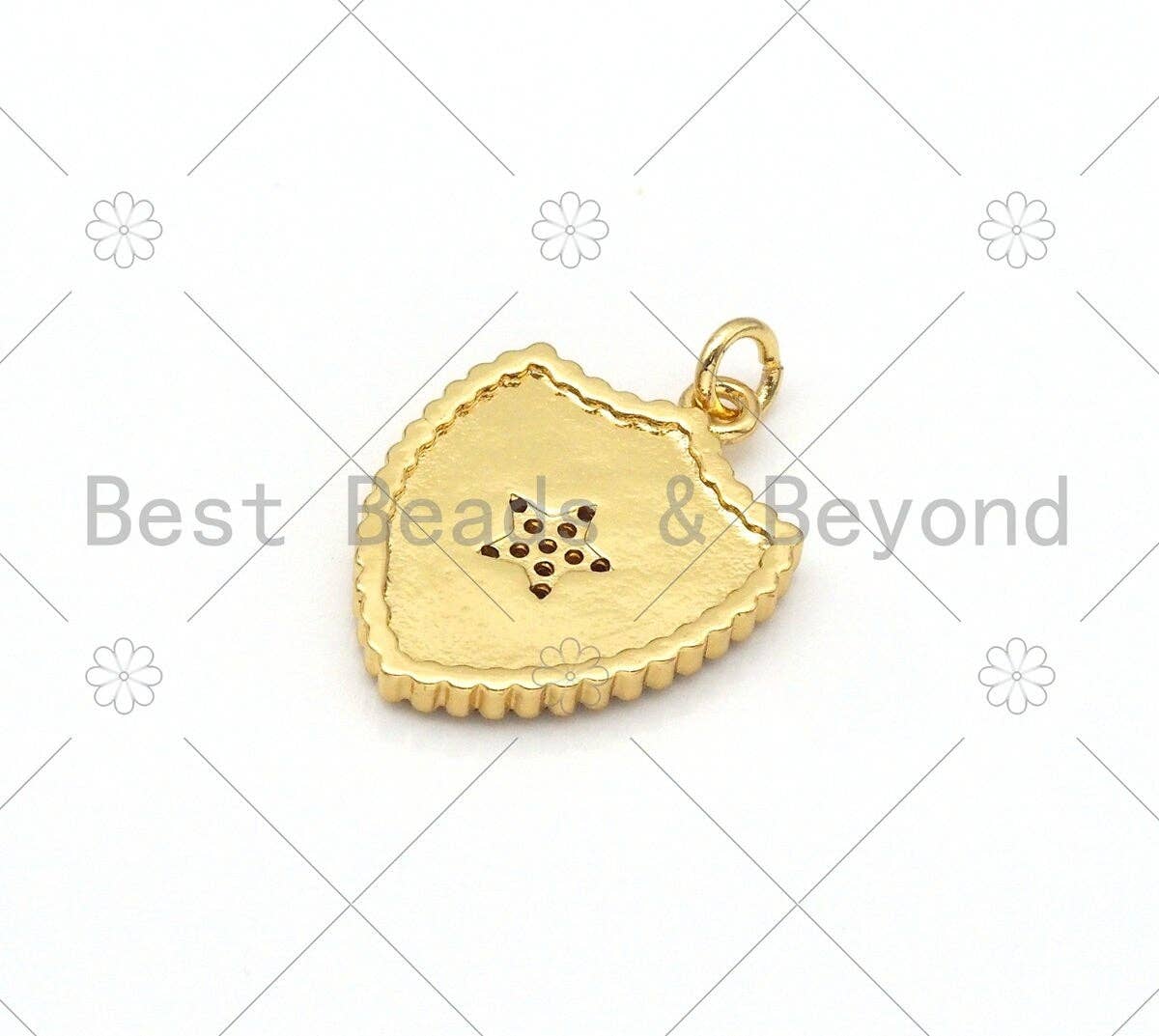 Micro pave CZ Five Point Star On Colorful Enamel Shield Shape Pendant,18K Gold Filled Enamel CZ Star Pendant,Enamel Jewelry,24x18mm,Sku#L593