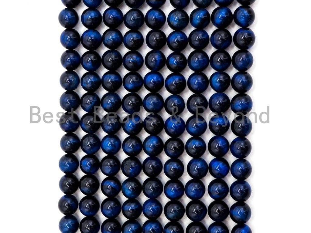 High Quality Natural Blue Tiger Eye Round Beads, 4mm/6mm/8mm/10mm/12mm/14mm Beads, Blue Tiger Eye Gemstone, 15.5'' Full strand, SKU#U67