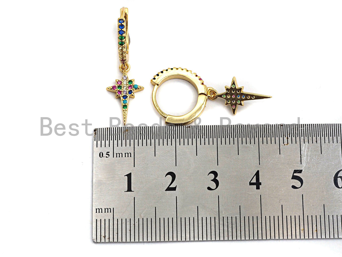 North Star Huggie Earrings,9x31mm, sku#J71