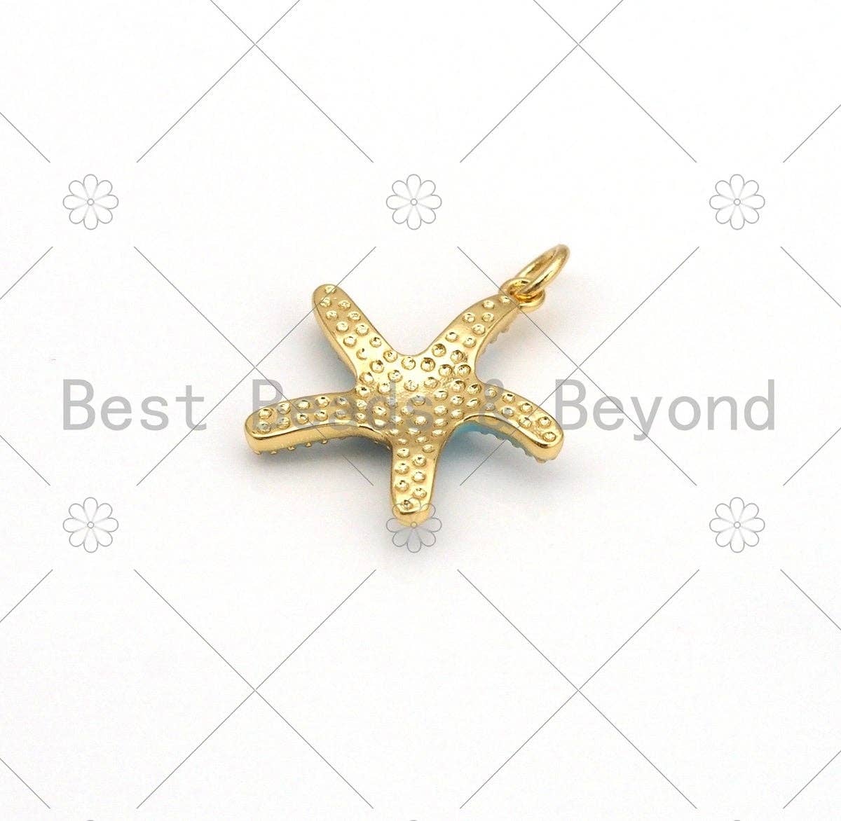 Colorful Enamel Starfish Shape Pendant, 18K Gold Filled Starfish Charm, Necklace Bracelet Charm Pendant,18x20mm,Sku#LK453