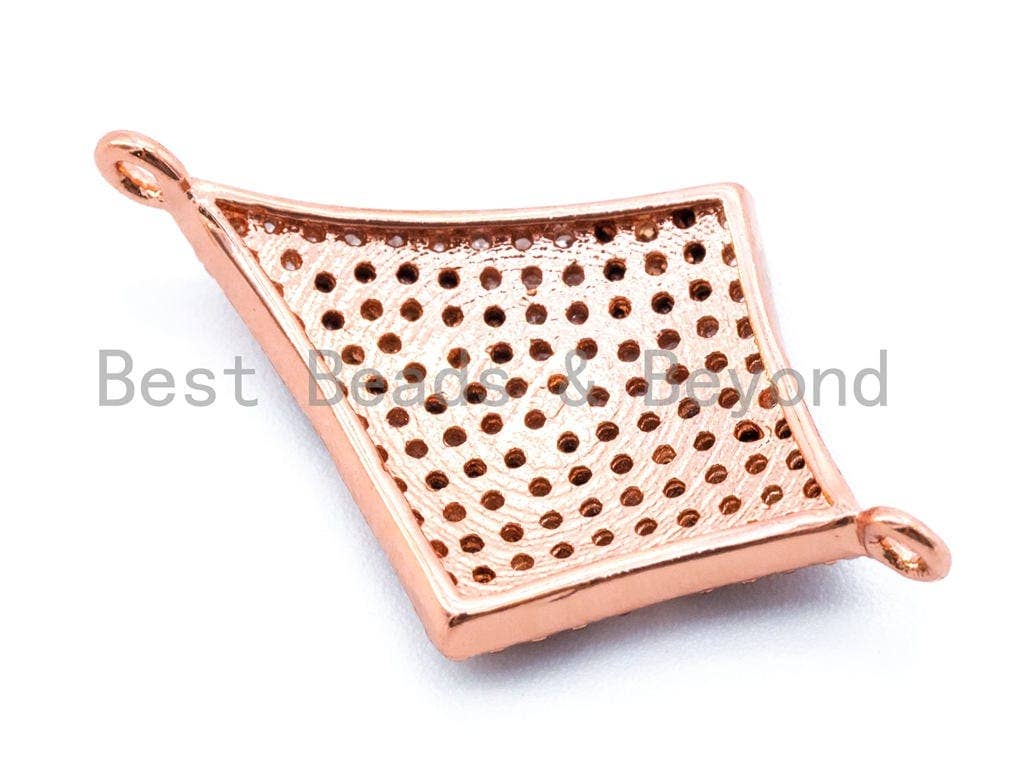 Diamond Shape Brown Dots Leopard Connector, CZ Pave Connector, Sku#E150