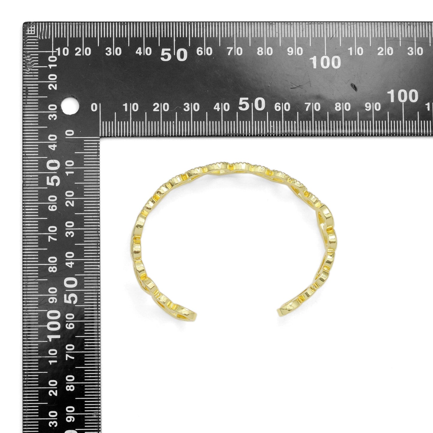 Gold CZ Twisted Heart Adjustable Bracelet, Sku#LK950