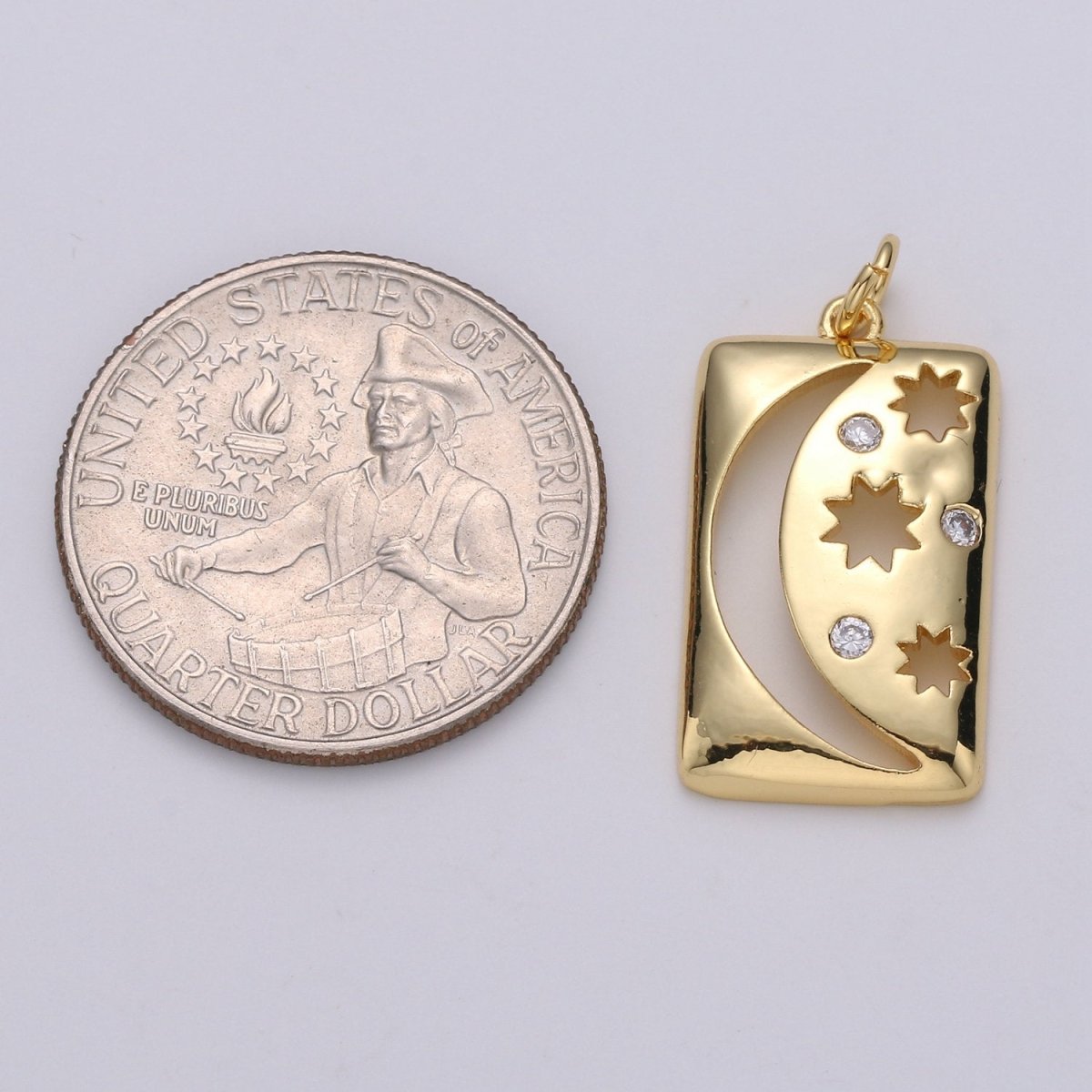Celestial Jewelry Gold Crescent Moon Charm Star Tag Charm Jewelry Making Supply 24K Gold Filled Findings D-415 D-416