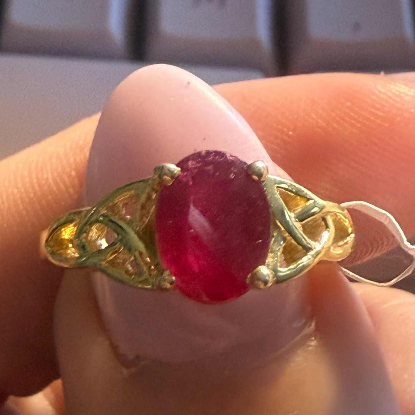 Ruby Celtic Trinity Knot Ring | 18k Gold Vermeil