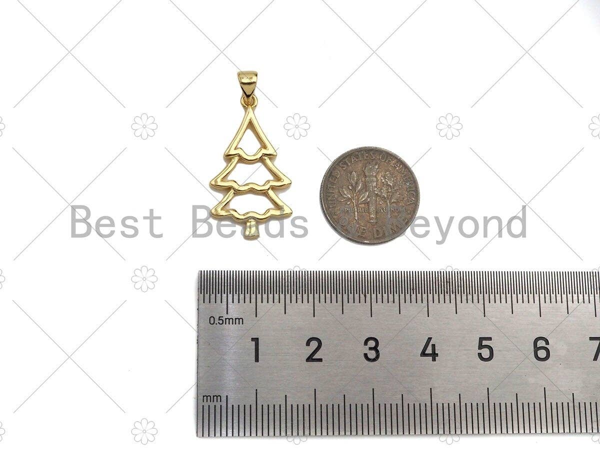 18k Gold Color Christmas Tree Shape Pendant, Dainty Gold Pendant, Christmas Charm, ,27x15mm, Sku#LK205