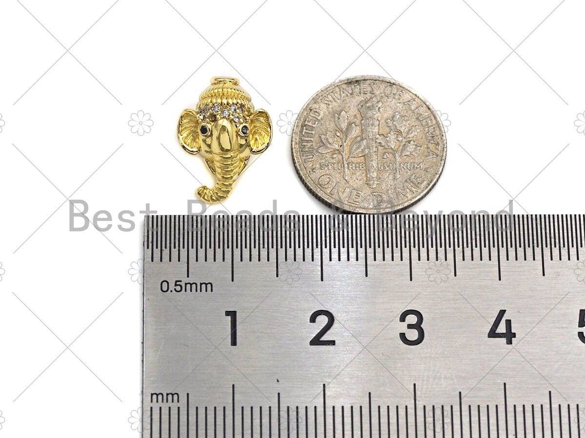 CZ Micro Pave Elephant Head Bead, Elephant Spacer Beads, Men's Jewelry Findings, CZ Pave beads, Animal Beads, 11x15mm, sku#LK109