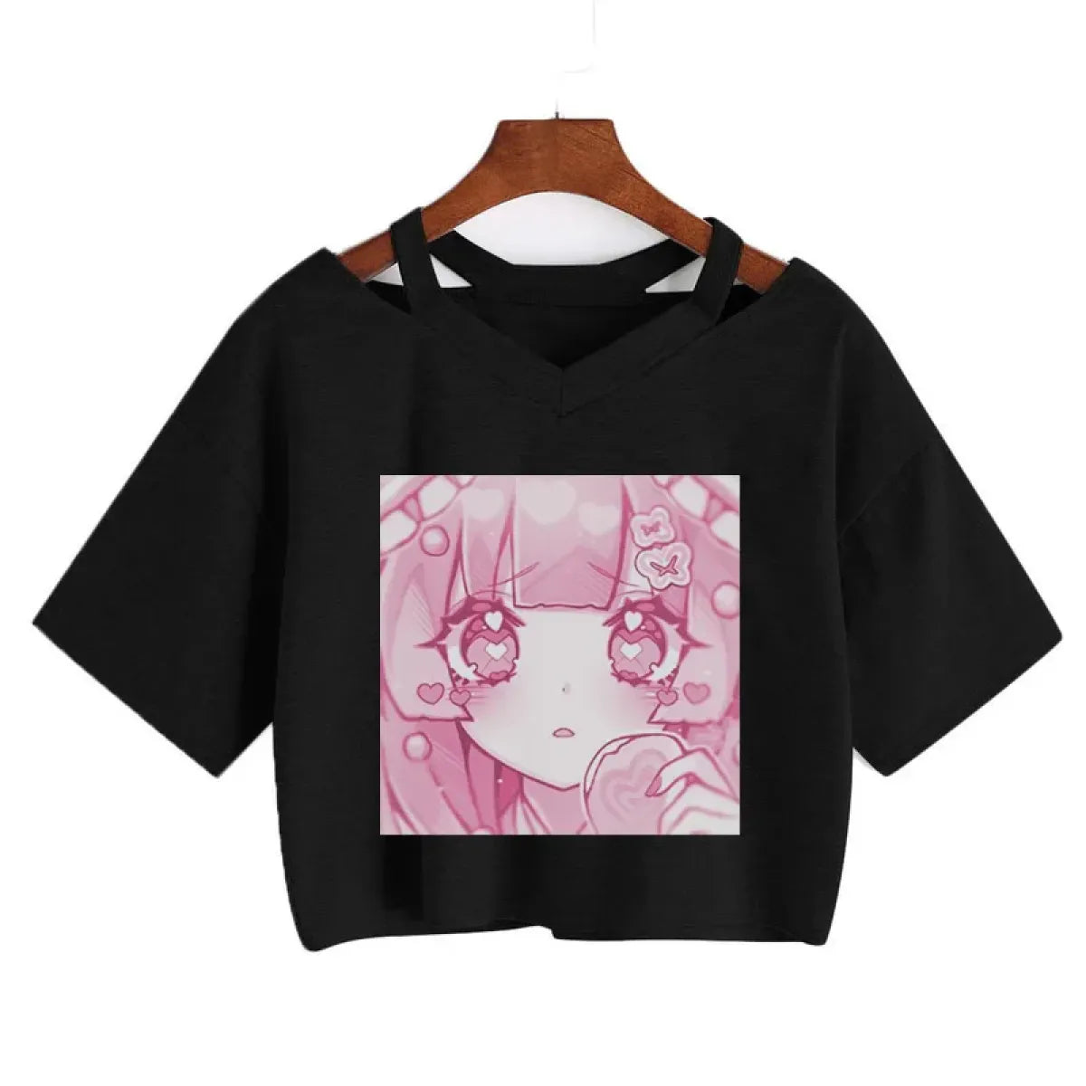 Cherry Blossom Dreams Crop Top ā Sweet Manga-Inspired Pink Tee