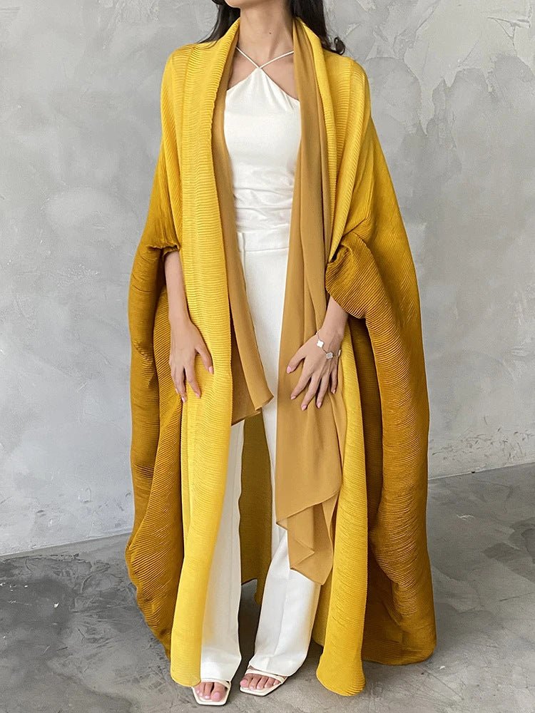 Chic Pleated Ombre Batwing Open Abaya (MOA120)