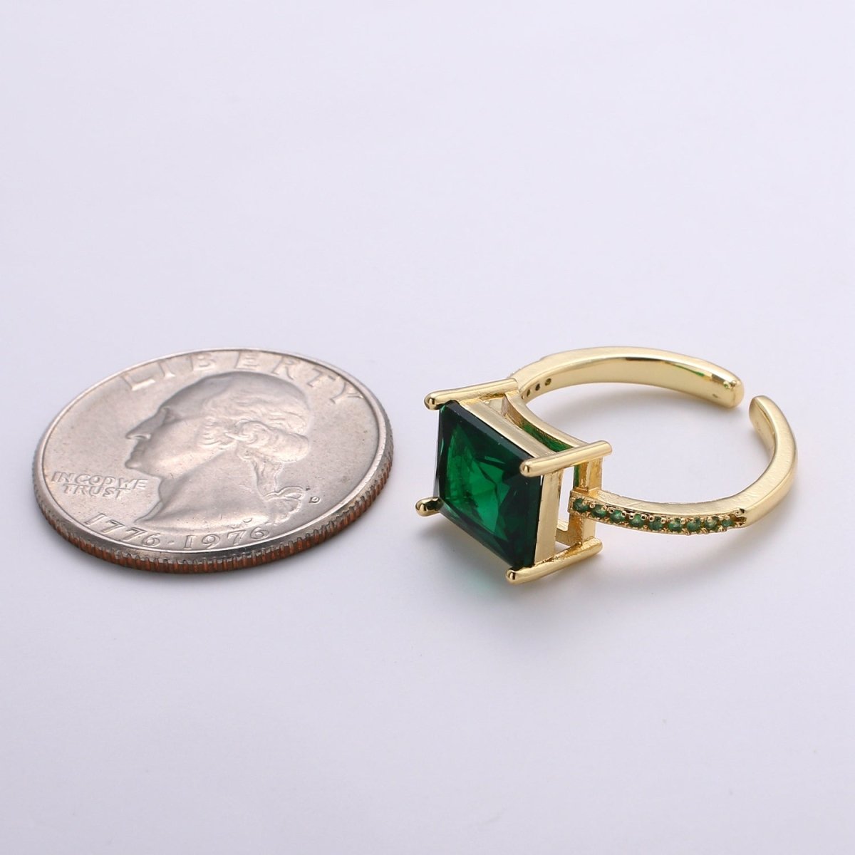 Chunky gemstone ring- cocktail gemstone ring - topaz ring - Dainty Gold Open ring - Adjustable Gold band ring - blue Green Red Teal Cz Ring R-094-R-097