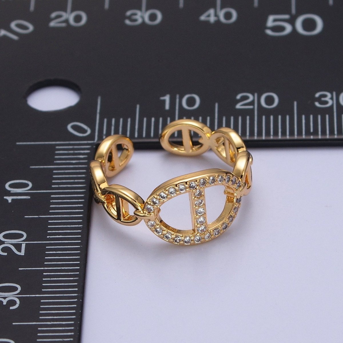 Chunky Statement Mariner Link Ring CZ Anchor Chain Link Ring for Stackable Jewelry O-2129