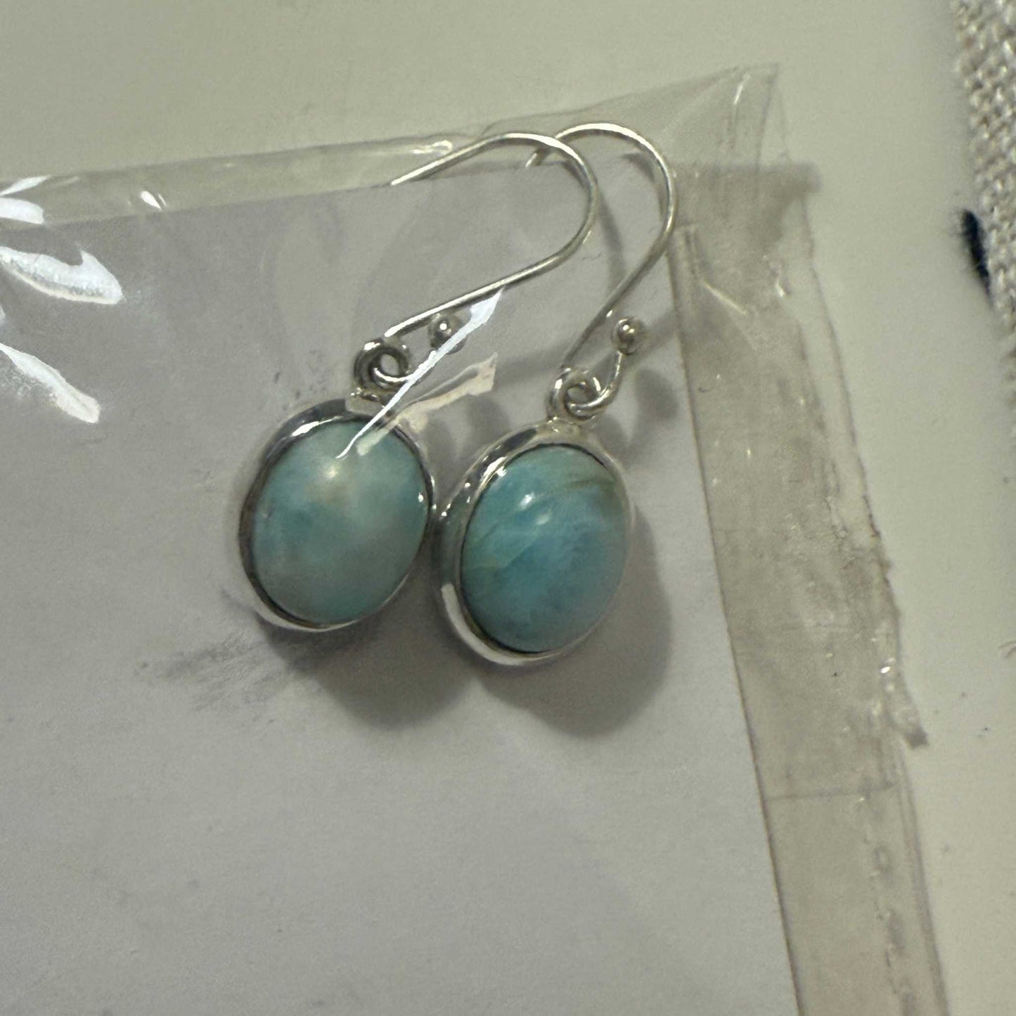 Classic Oval Larimar Earrings in Sterling Silver