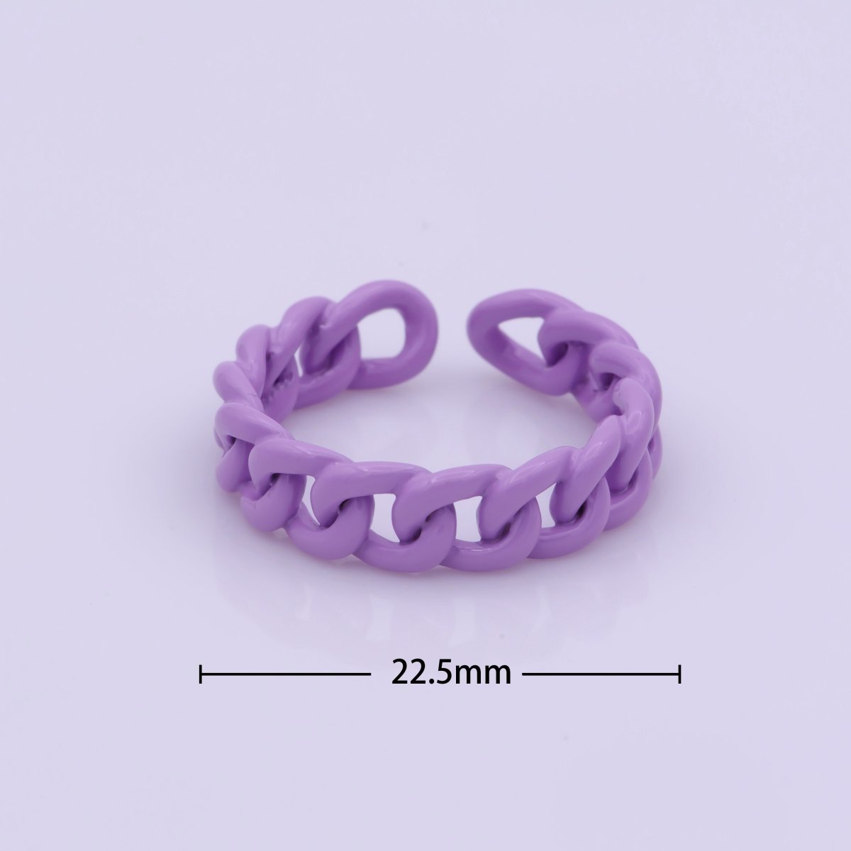 Colorful Enamel Stackable Ring, Curb Chain Ring Y2K Ring Trendy Ring Yellow Green Blue Purple Pink Teal Neon Ring Jewelry Size 7